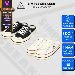 Giày MLB Mule Đạp Gót Chính Hãng 💙SIMPLE SNEAKER💙 MLB Playball Origin Mule New York Yankees Màu Đen [3AMUUA11N-50BKS]