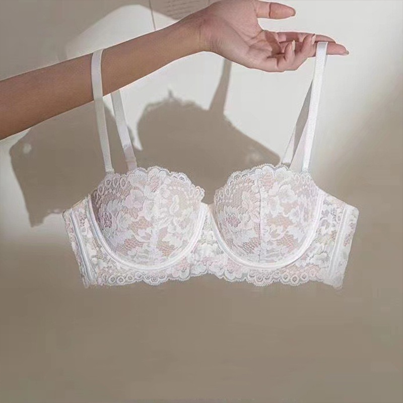 Finetoo Áo Ngực Không Gọng Thép Phối Ren Màu Trơn Mềm Mại Thoáng Khí Có Thể Điều Chỉnh Thiết Kế Thời Trang Quyến Rũ