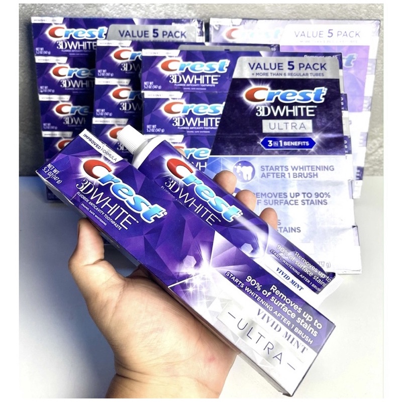 Crest 3D White Ultra Kem đánh răng trắng răng vượt trội mẫu mới Mỹ, (147g)