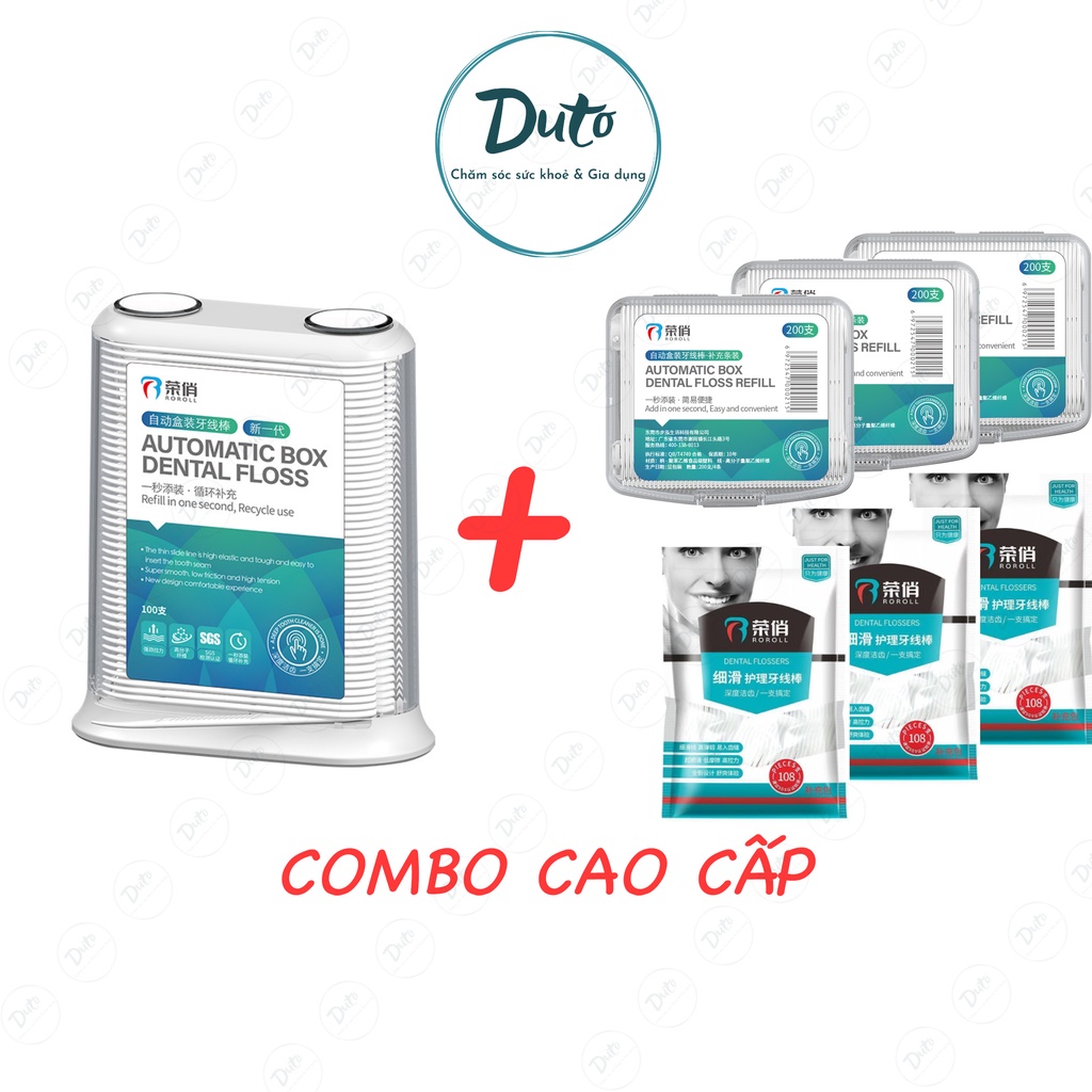 Combo CAO CẤP tăm chỉ nha khoa hộp tự động 100 cái tiện lợi, BẢN ĐẶC BIỆT chăm sóc răng miệng ,tăm DUTO Shop