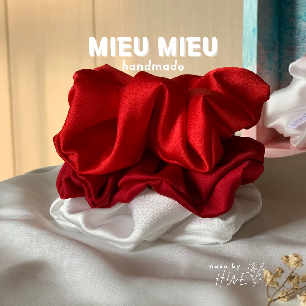 Cột tóc scrunchies handmade lụa satin mềm chun co giãn bảo vệ tóc S1016