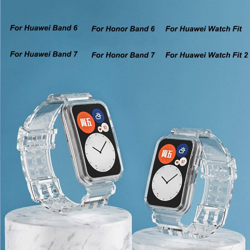 Dây Đeo Trong Suốt Thay Thế Cho Đồng Hồ Thông Minh Huawei Band 6 7 / Huawei Watch Fit 2 / Honor Band 6 7