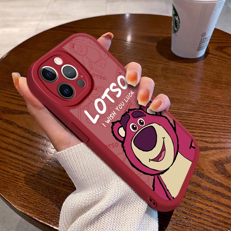 Ốp Điện Thoại Silicon Dẻo In Gấu Dâu Tây iPhone 11 12 Pro 13 14 Promax 14Plus 13Pro 12 / 13 Mini 6G 6P 7 / 8G 8Plus SE x xr xsmax