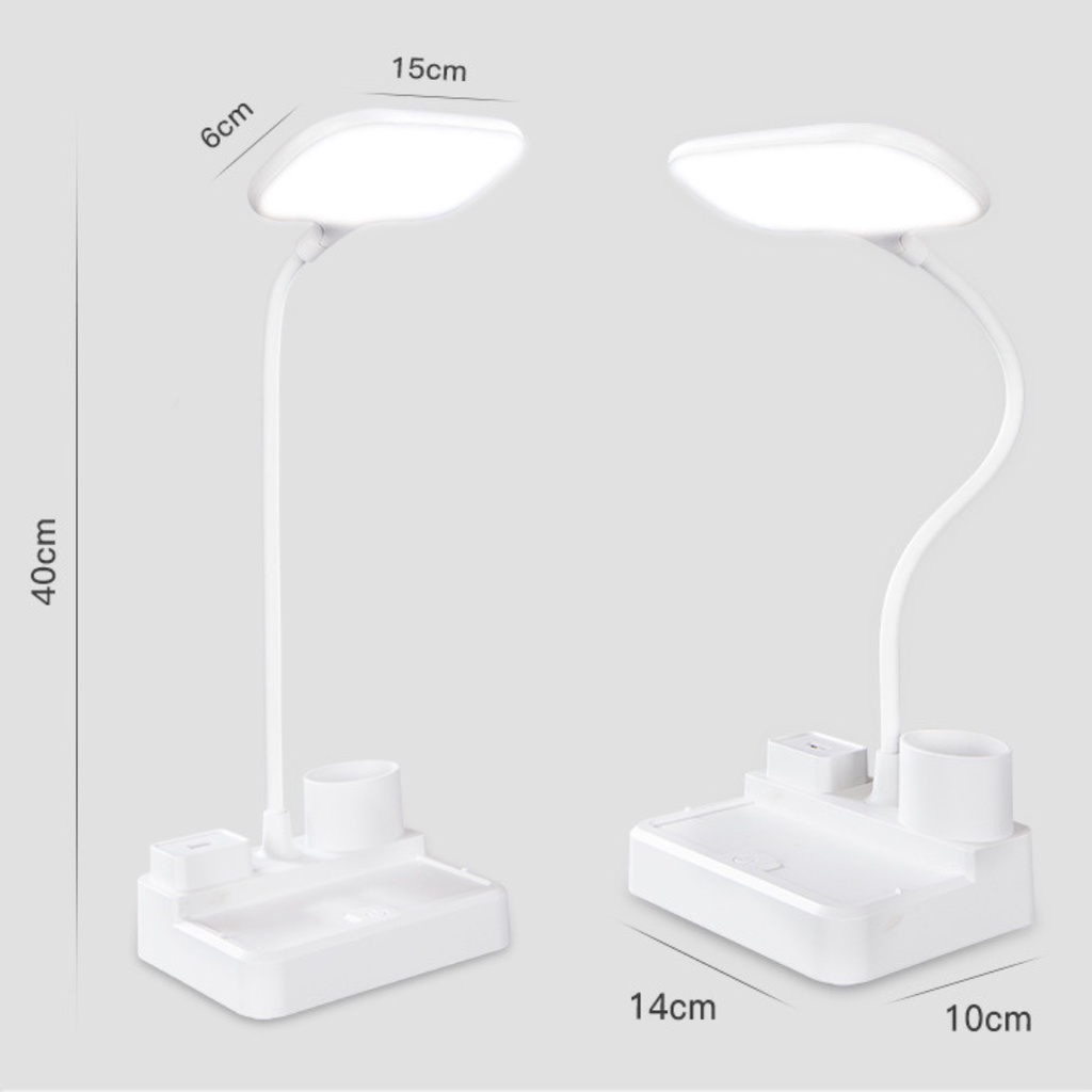 Đèn Học Để Bàn Đa Năng, Đèn LED Chống Cận Với 3 Màu Sáng Có Cổng USB Và Hộp Đựng Bút