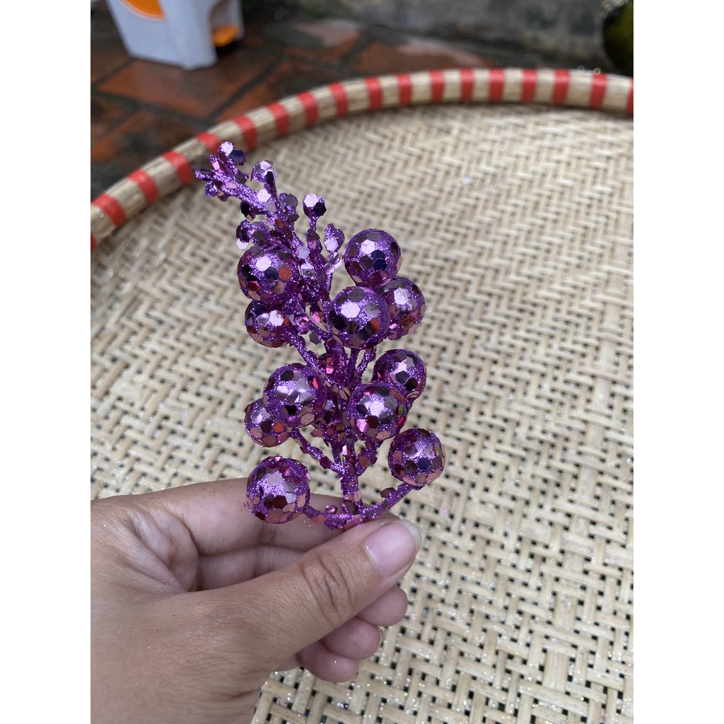 Cành sung nhũ kim tuyến size to đẹp trang trí Noel, vòng nguyệt quế, tráp oản