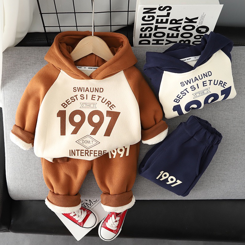 Bộ Dài Tay Thu Đông, Bộ Quần Áo Nỉ Bông Cao Cấp Số 1997 Phong Cách Cho Bé Trai, Bé Gái MINKY BABY