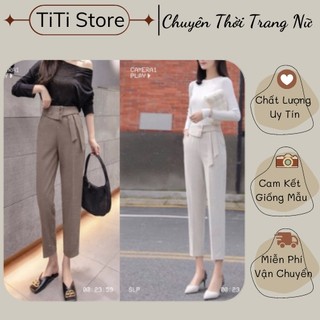 Quần baggy cạp lệch lưng cao phối đai 3 khuy ms 2002
