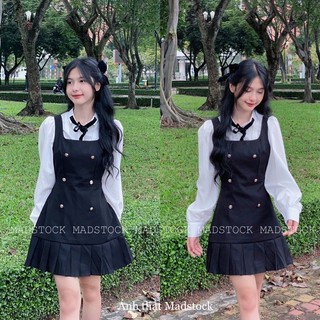 Set váy kèm sơ mi tiểu thư cài nơ mayberoom nhẹ nhàng