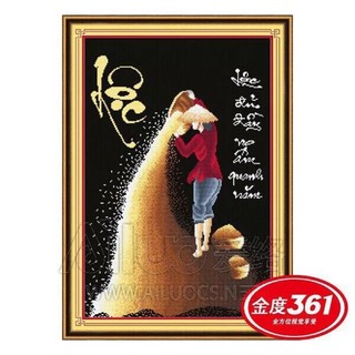 tranh thêu chữ thập / tranh Đinh đá LỘC LÚA 50x70cm