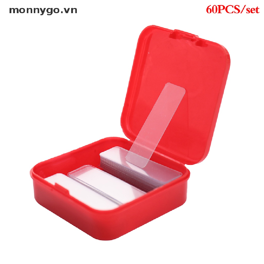 Hộp 60 Băng Keo Hai Mặt Hình Vuông Siêu Dính Trong Suốt Chống Thấm Nước Không Để Lại Dấu VN