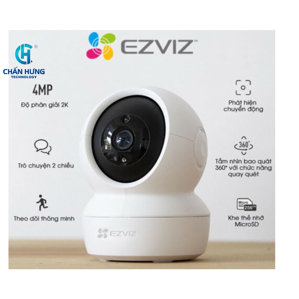 Camera Wifi EZVIZ C6N 4MP - Xoay 360 Độ, Theo Dõi Thông Minh, Đàm Thoại Hai Chiều