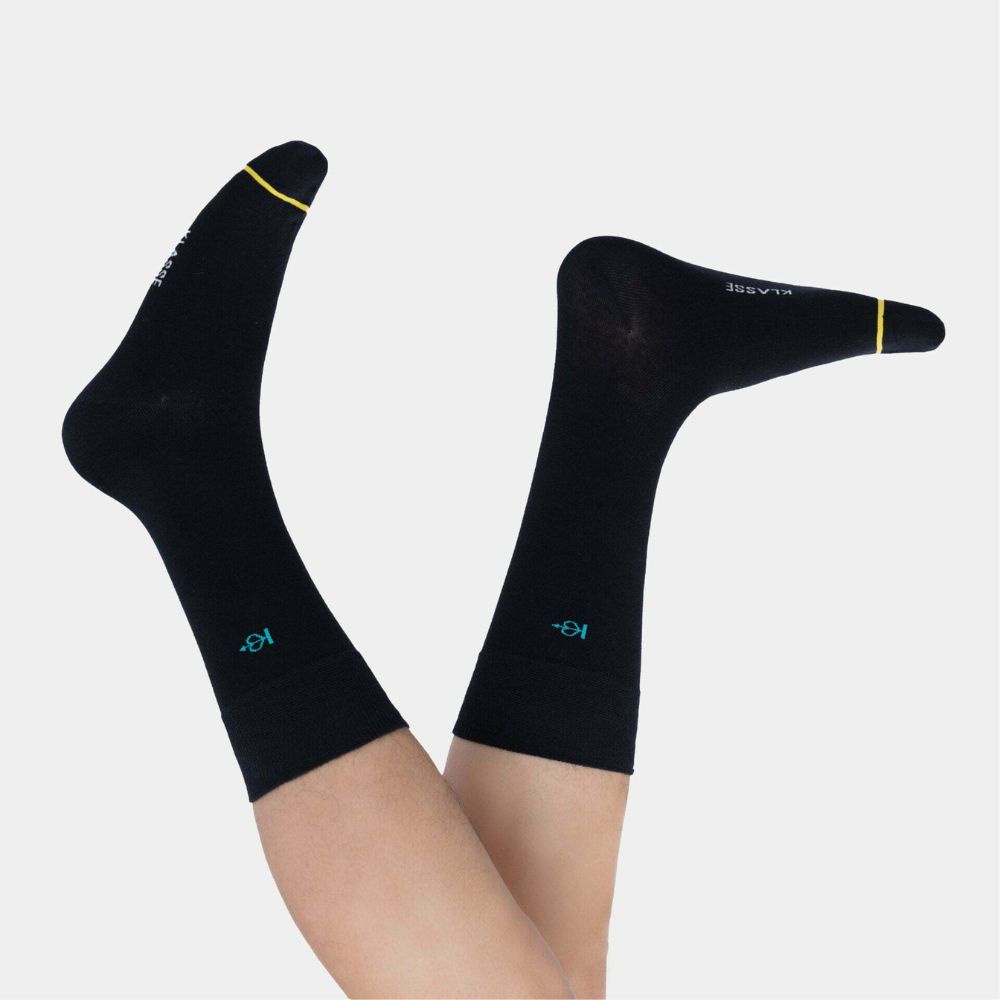 Tất Họa Tiết Logo Đen - 3 Màu Sắc (viền Vàng - viền Xanh - viền Đỏ ) KLASSE Vớ Nam Nữ Cao Cấp