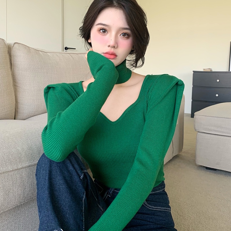 IELGY Áo sweater Cổ Lọ Ôm Dáng Thời Trang Cho Nữ