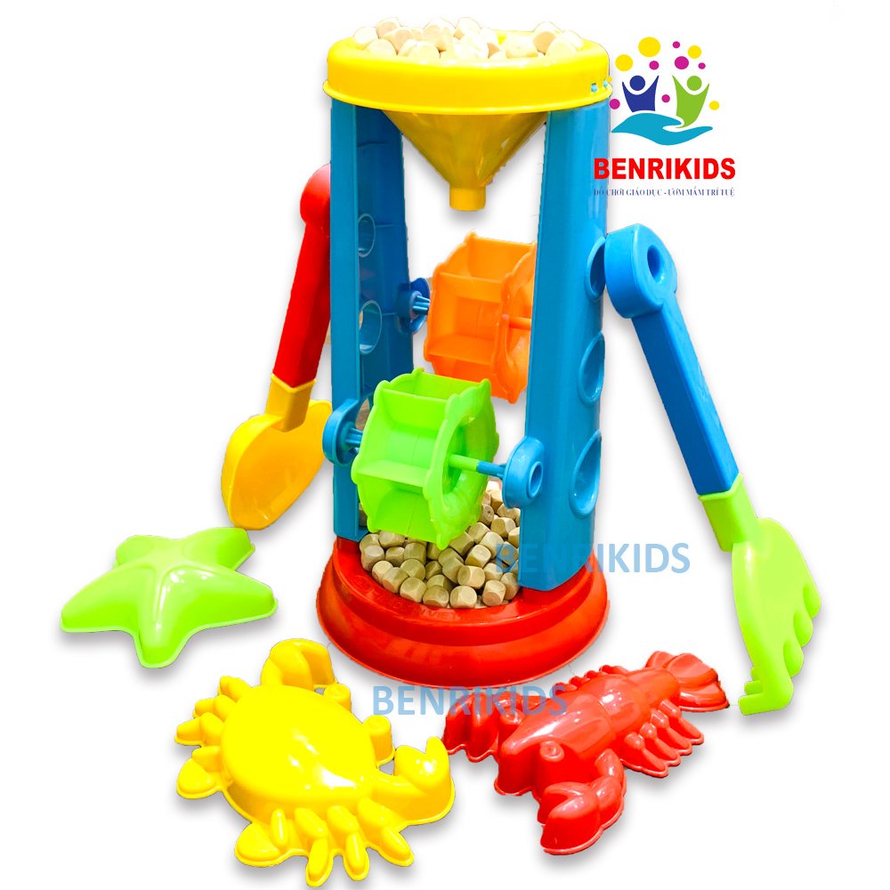 Đồ Chơi Xúc Cát Bãi Biển Guồng Xúc Cát Tặng Kèm 200g Hạt Gỗ Mịn Đẹp Hàng Việt Nam An Toàn Cho Trẻ Nhỏ