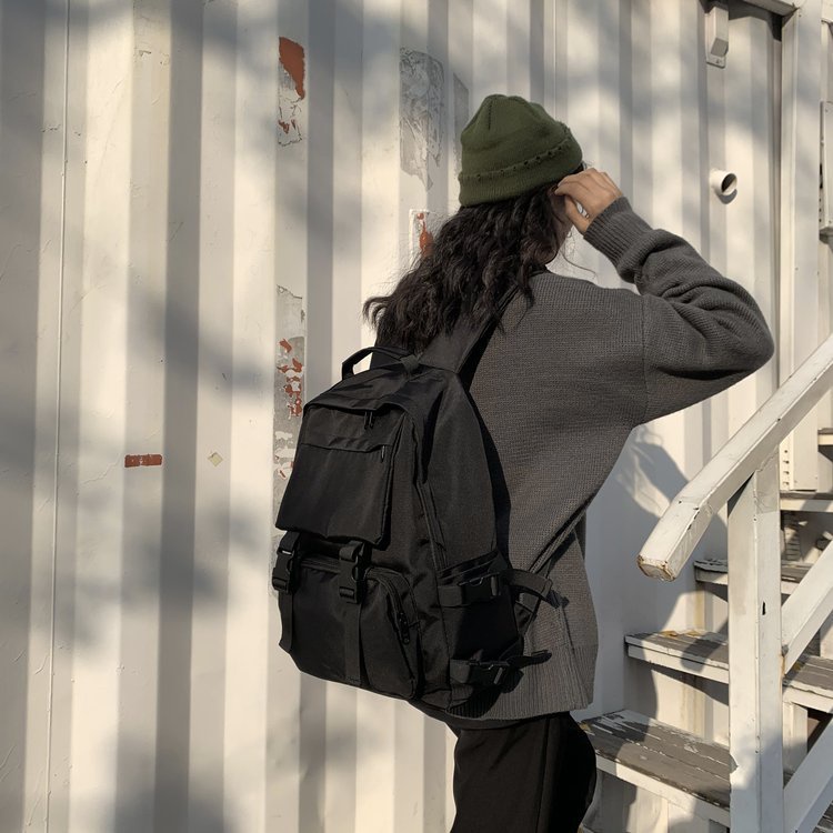 IELGY Balo Màu Đen Cỡ Lớn Thiết Kế Đơn Giản Dễ Phối Đồ Cho Nữ