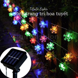 Đèn Led trang trí năng lượng mặt trời, đèn trang trí ngoài trời, trang trí noel lễ tết hình hoa tuyết 30-50-100 bóng led