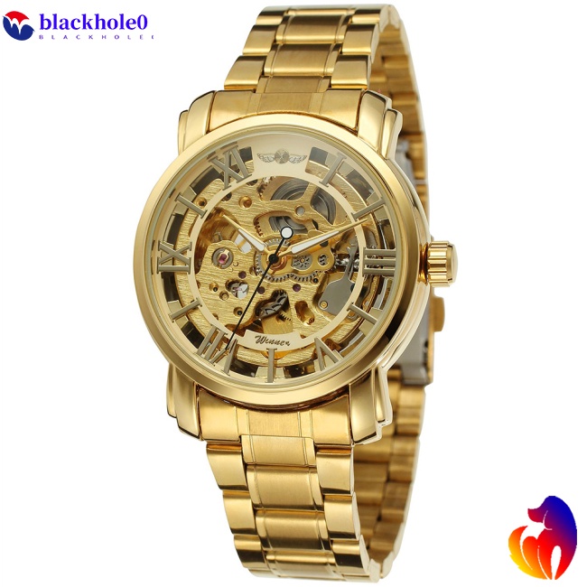 Đồng Hồ Cơ Lộ Máy Chất Liệu Thép Không Gỉ Họa Tiết Chữ Số La Mã Cho Nam Winner