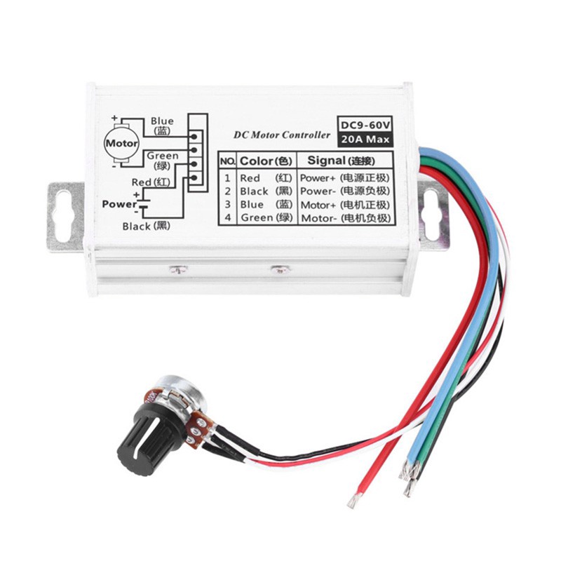 Bộ điều khiển tốc độ động cơ vô cấp DC 9-60V PWM 12V 24V 60V MAX 20A điều chỉnh độ rộng xung