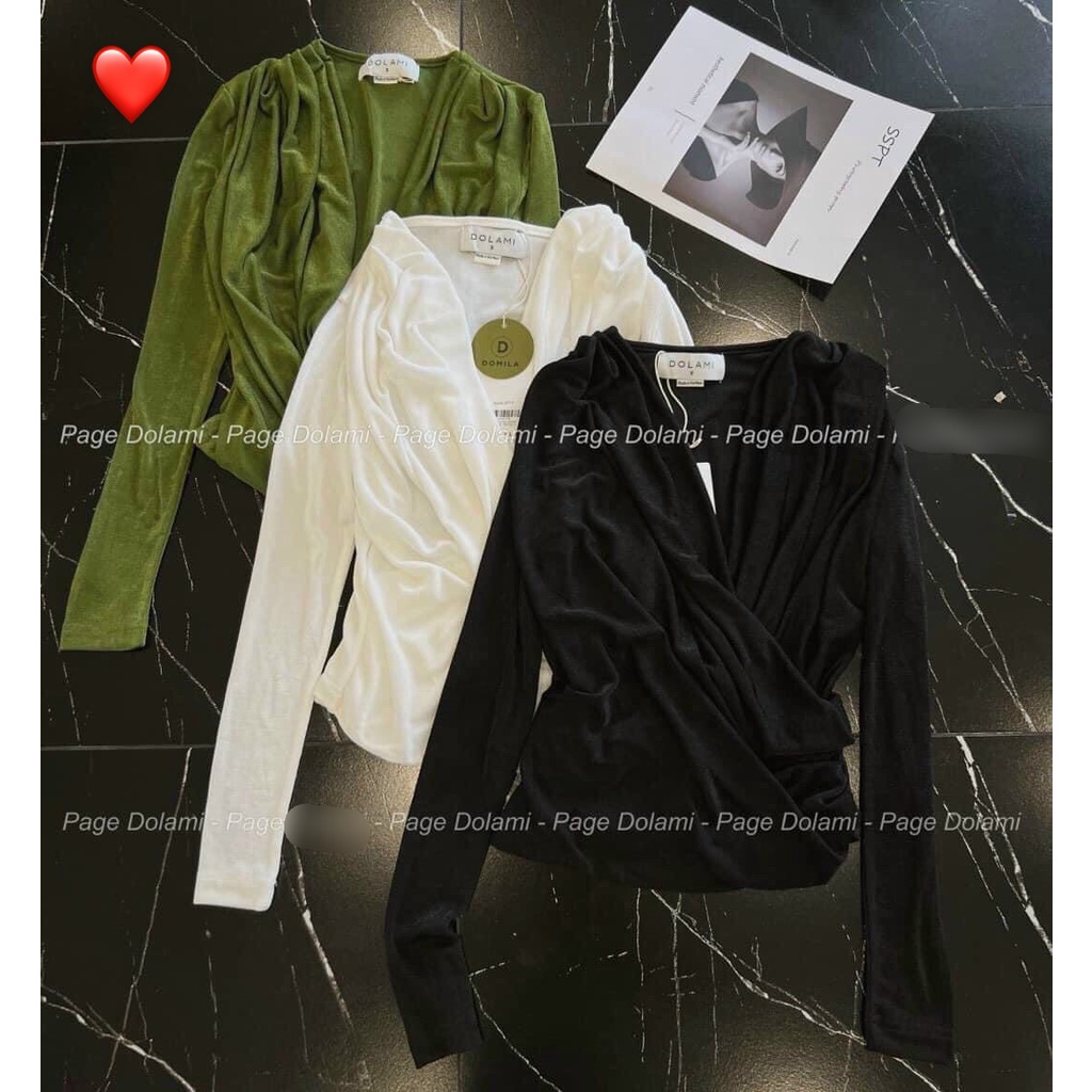 Áo kiểu nhũ tay dài đắp chéo ngực cổ chữ V cực xinh , chất thun nhũ hot