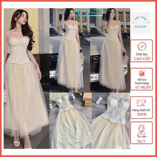 Set Áo ren cúp ngực mix Chân váy tơ Tiểu thư sang chảnh