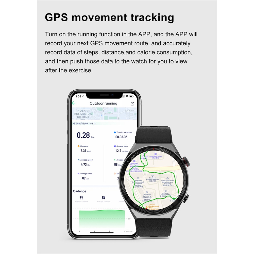 Đồng Hồ Thông Minh DT3 Mate GPS NFC 1.5 Inch Có Chức Năng Định Vị GPS Màn Hình HD Cho Nam