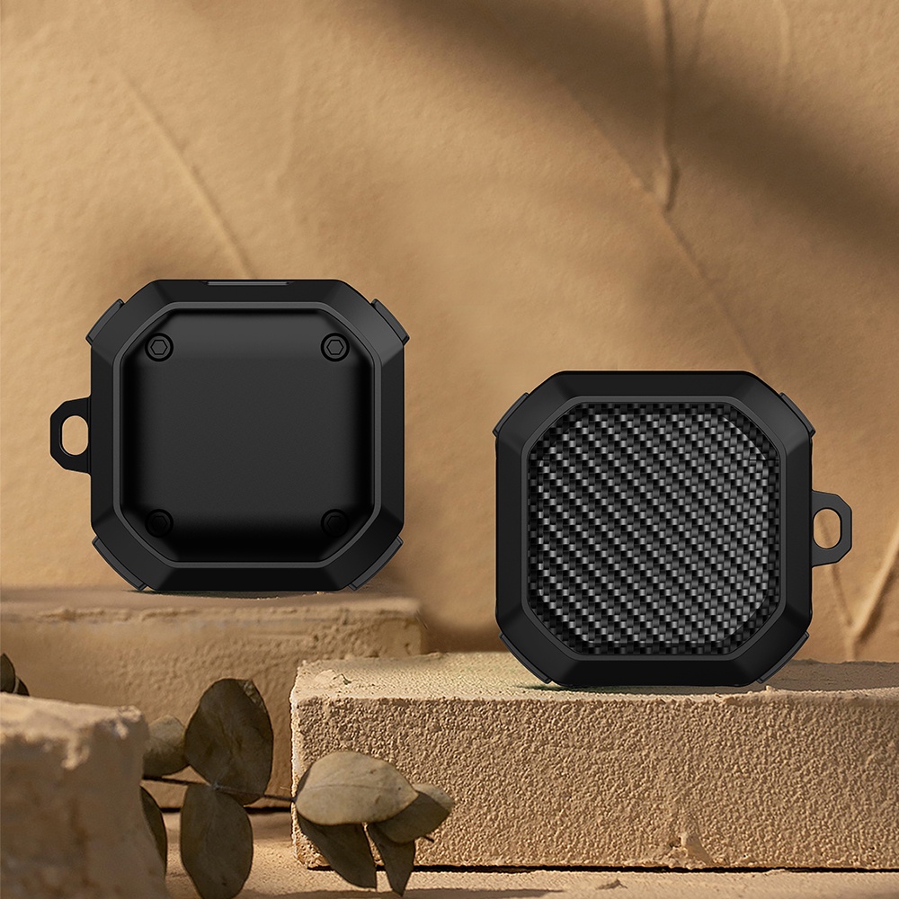 Vỏ Bảo Vệ Hộp Sạc Tai Nghe Samsung Galaxy Buds 2 Pro / Galaxy Buds2 Pro Bằng Sợi carbon Nhám Kèm Móc Tiện Dụng