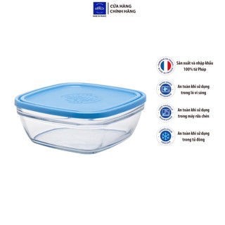 Hộp thực phẩm D9023A Duralex - Freshbox Nắp Xanh Blue 2000ml Thủy tinh cường lực cao cấp Pháp [Chính Hãng]
