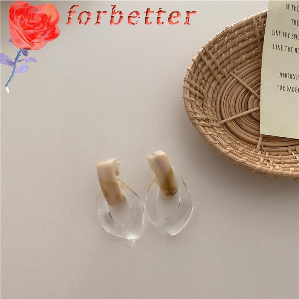 Khuyên Tai Nhựa Tròn Resin Acrylic FORBETTER Cổ Điển Bất Đối Xứng Phong Cách Hàn Quốc Trong Suốt Nhiều Màu dành Cho Nữ