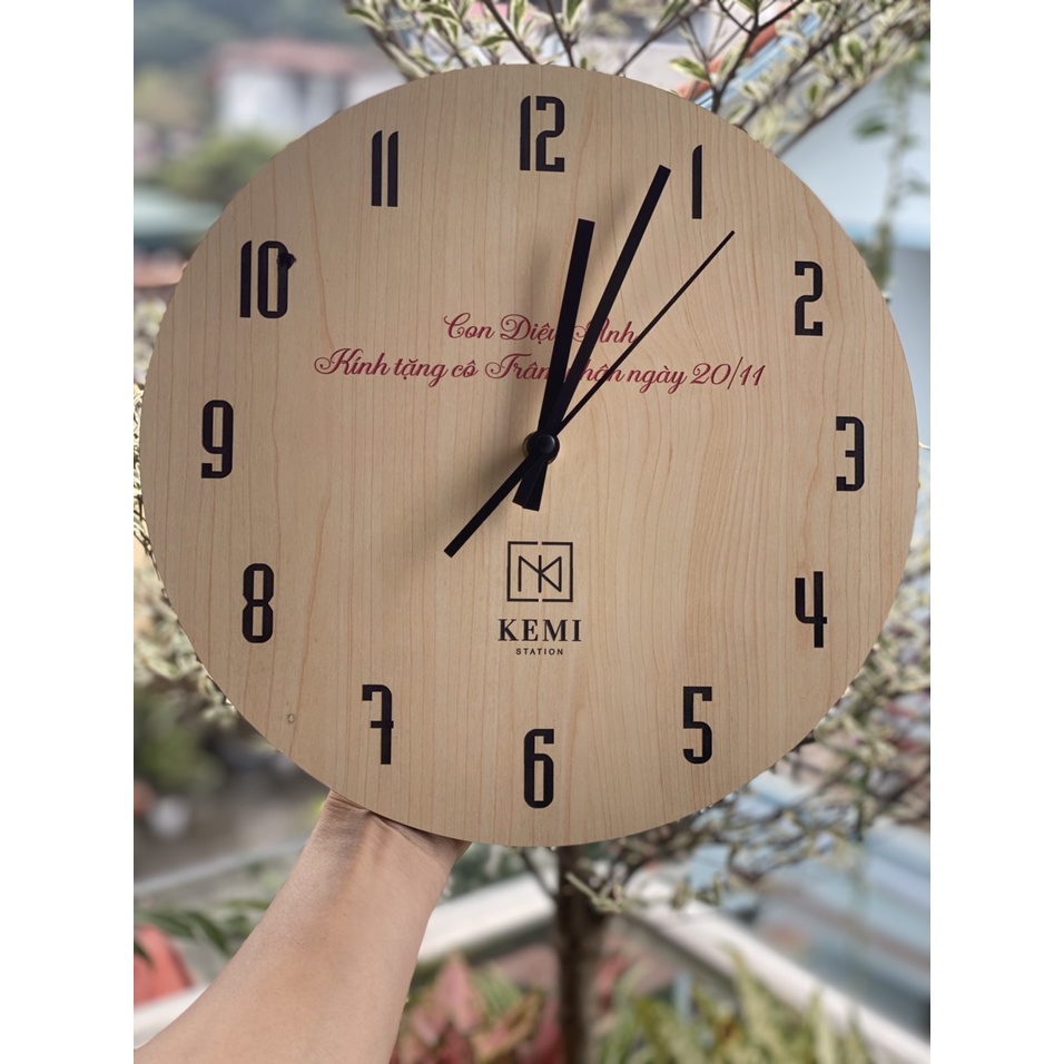 Đồng hồ handmade gỗ in khắc theo yêu cầu quà tặng doanh nghiệp hay cá nhân- xưởng in khắc Kemi Station