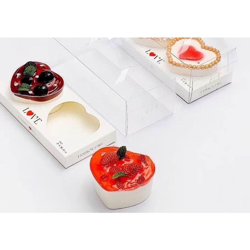 10 Hộp mica 2 trái tim đựng bánh panna cotta - tiramisu - mousse - tặng quà lễ tình nhân - 14/2- valentine -8/3