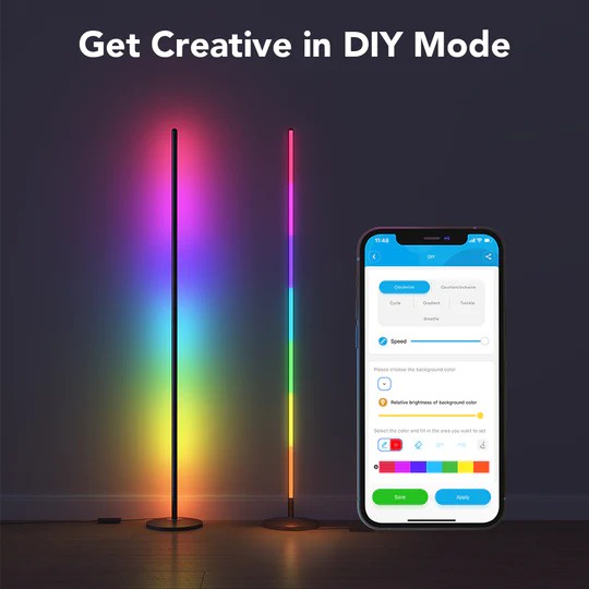 Đèn LED trang trí góc tường Govee RGBIC Corner Floor Lamp H6076 | Thiết kế tối giản, kết nối thông minh, 16 triệu màu