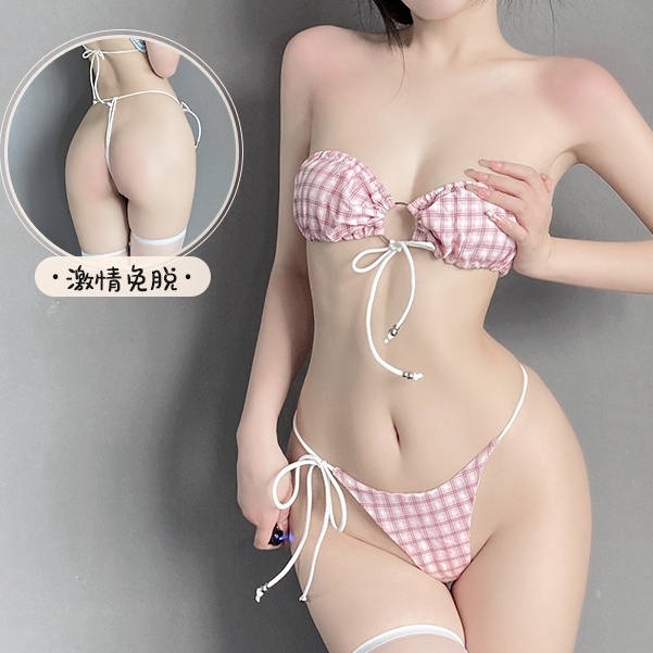 Bộ Đồ Lót Gợi Cảm Sexy Ba Mảnh Kẻ Caro 1028 [CWEAR.SEXY_ĐỒ NGỦ &amp; NỘI Y CAO CẤP]