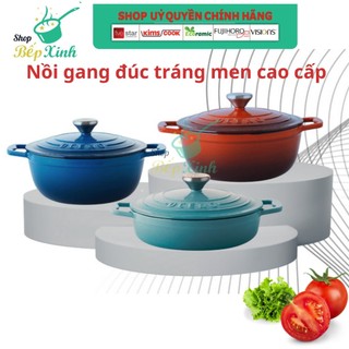 Nồi gang tráng men cao cấp OCENO 22cm dùng nấu các món ăn, trưng bày quà tặng tân gia , sử dụng được mọi bếp