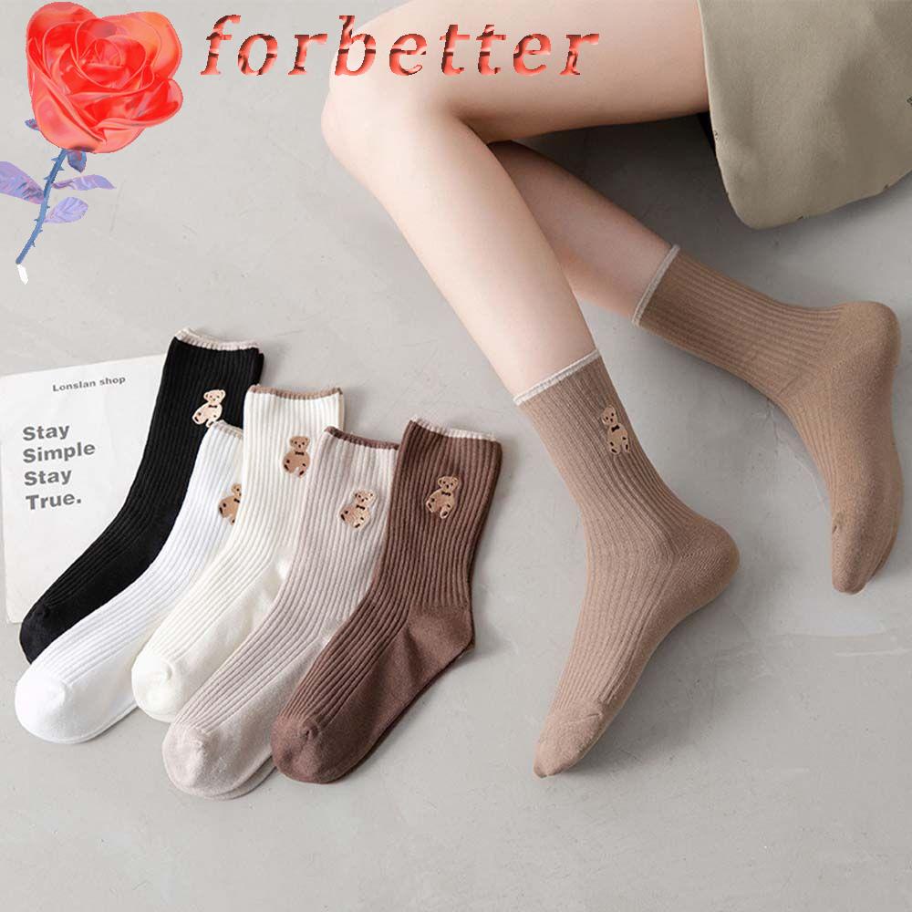 Đôi vớ thể thao bằng vải cotton thoáng khí họa tiết kẻ sọc thêu hình gấu dễ thương nhiều màu sắc thời trang cho nữ