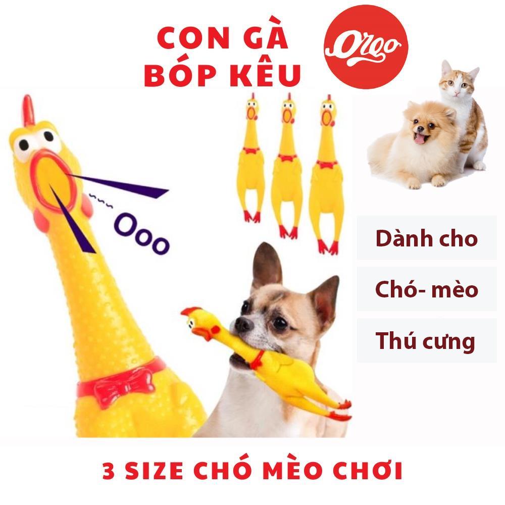 Orgo- Con gà Trung Ruồi, gà nhựa bóp kêu (3 size) Gà La hét Đồ chơi cho chó mèo