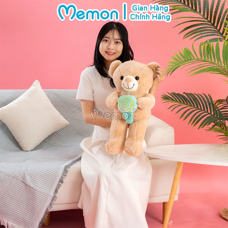 Gấu Bông Teddy Ôm Kẹo Nhồi Gòn Cao Cấp Memon