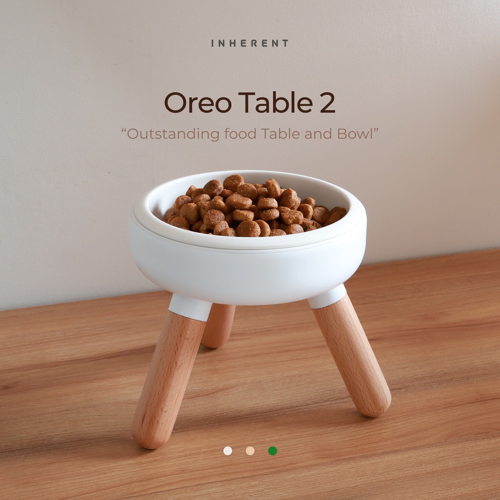 [INHERENT] Bát đựng thú cưng Oreo Table 2 (Trắng, Gỗ Be, Xanh đậm)