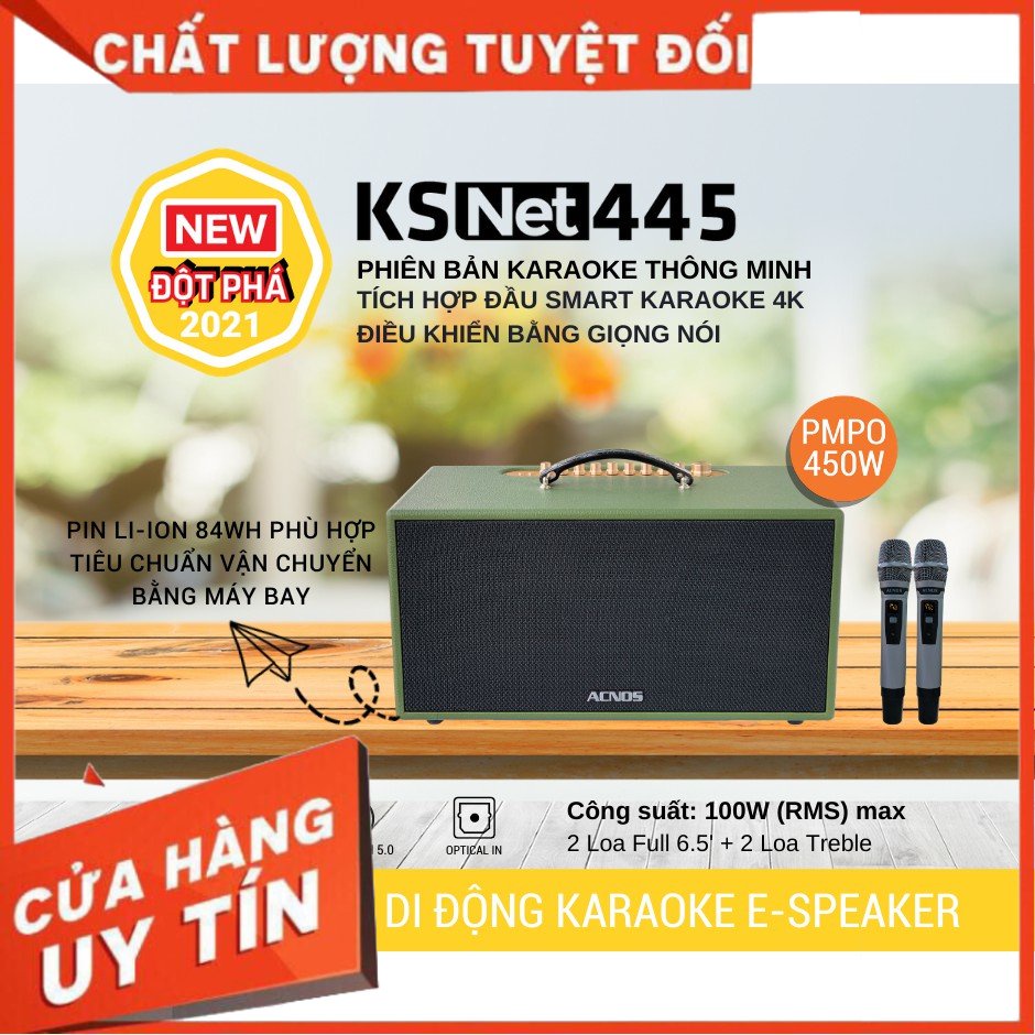 Dàn Âm Thanh Karaoke Di Động ACNOS KSNet445 tặng kèm 2 míc hát Karaoke .