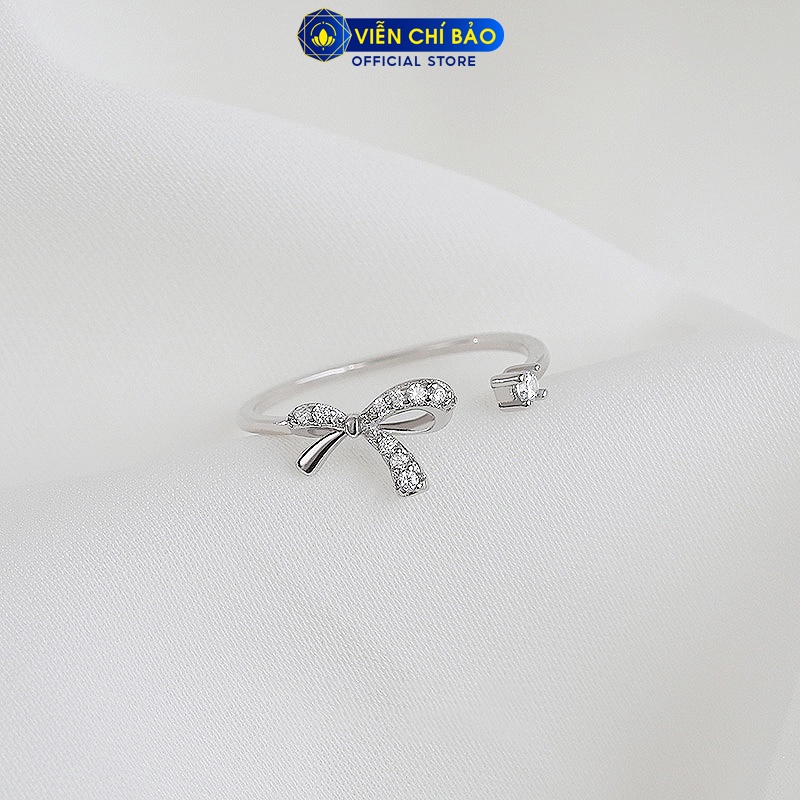 Nhẫn bạc nữ hình nơ đính đá bản hở chất liệu bạc 925 thời trang phụ kiện trang sức Viễn Chí Bảo N400274