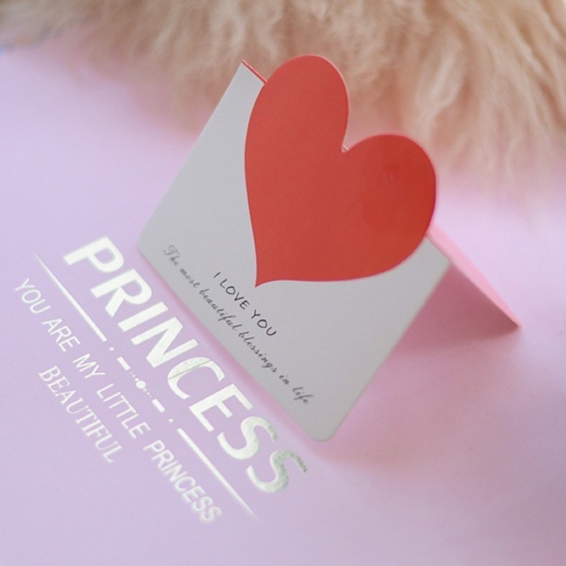 10 chiếc Thiệp tim Valentine gập đôi Love Thank you Best wishes