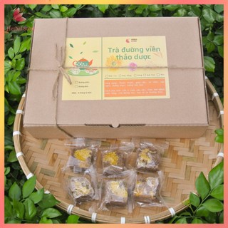 Trà hoa cúc đường phèn, đường đen mật ong - Hoa cúc, gừng, quế hoa- set 500g