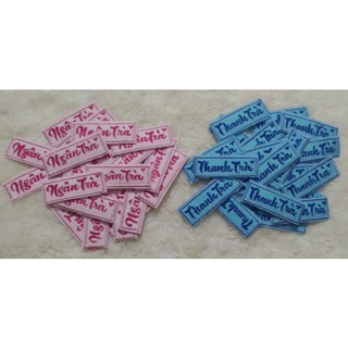 Bảng tên set 5 cái cho bé đi học thêu 2 chữ.