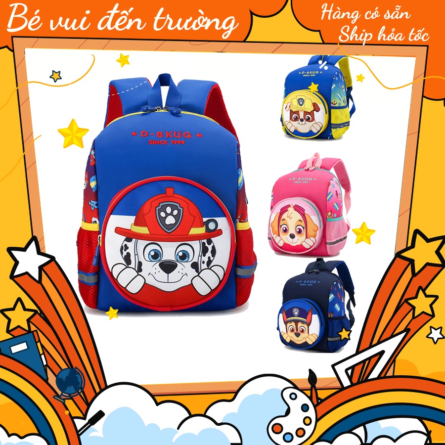 Balo cho bé đi học mẫu giáo 3-6 tuổi nhiều họa tiết hoạt hình Chó Cứu Hộ Paw Patrol