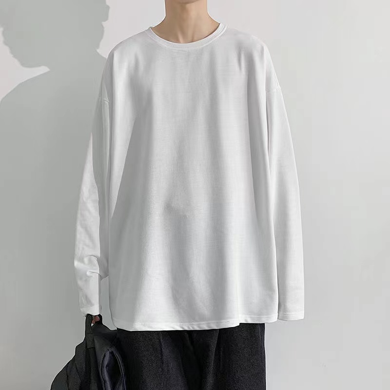 Áo Thun Tay Dài Dáng Rộng Mỏng Màu Sắc Đơn Giản Cỡ Lớn M-8XL Thời Trang Cho Nam