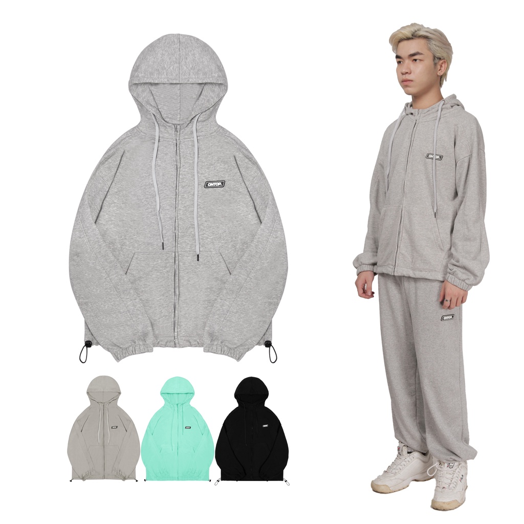 Áo hoodie zip nam nữ form rộng, mỏng nhẹ, mang được nhiều mùa local brand ONTOP - Tech hoodie zip O14-HD2