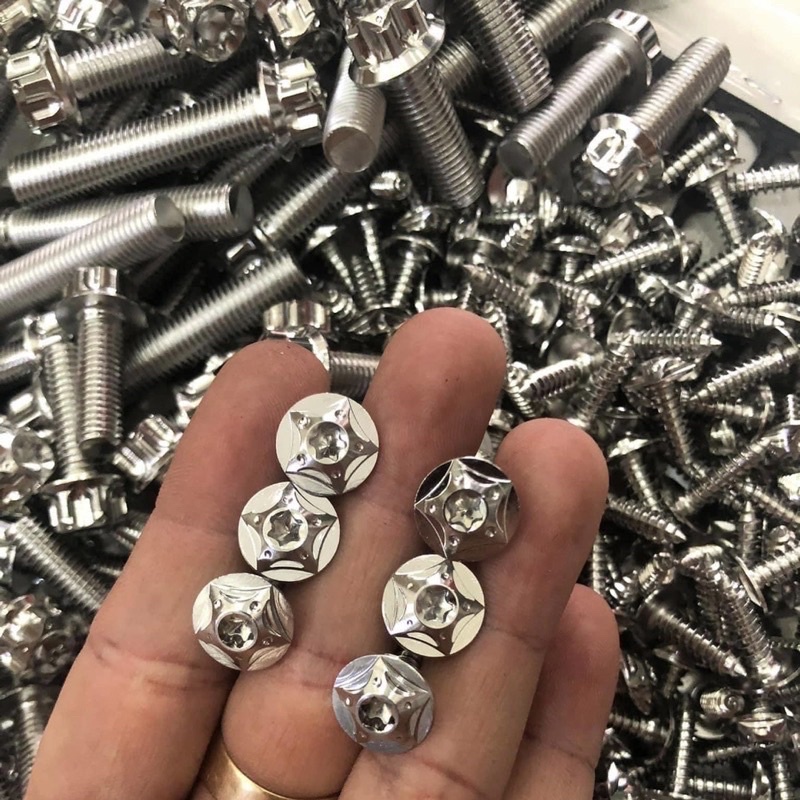 Ốc Salaya inox 5li xoắn gắn pô e, lọc gió