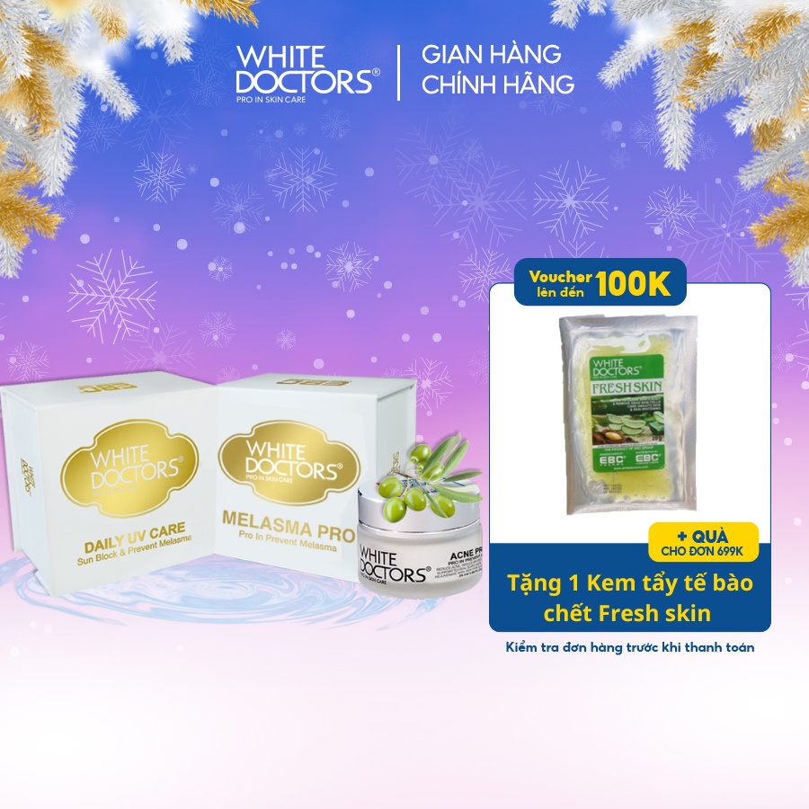 Bộ đôi làm giảm nám da thể nặng White Doctors - White Doctors Daily UV Care 40g & White Doctors Melasma Pro 40g