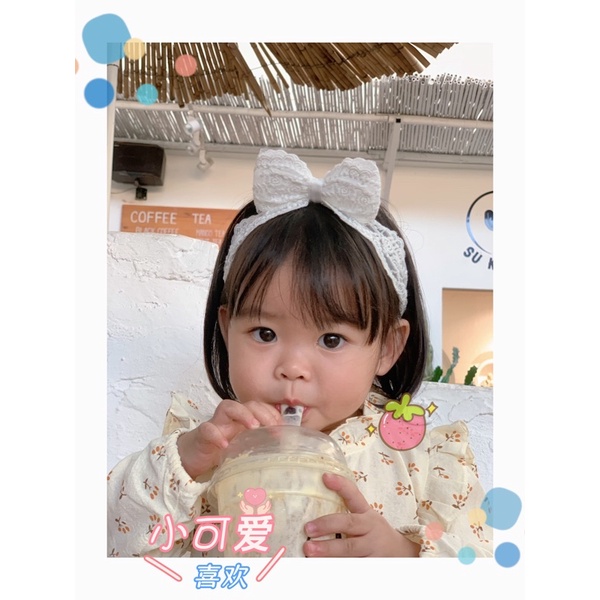 băng đô ren thêu hoa cao cấp, nơ đứng phong cách hàn quốc cho bé