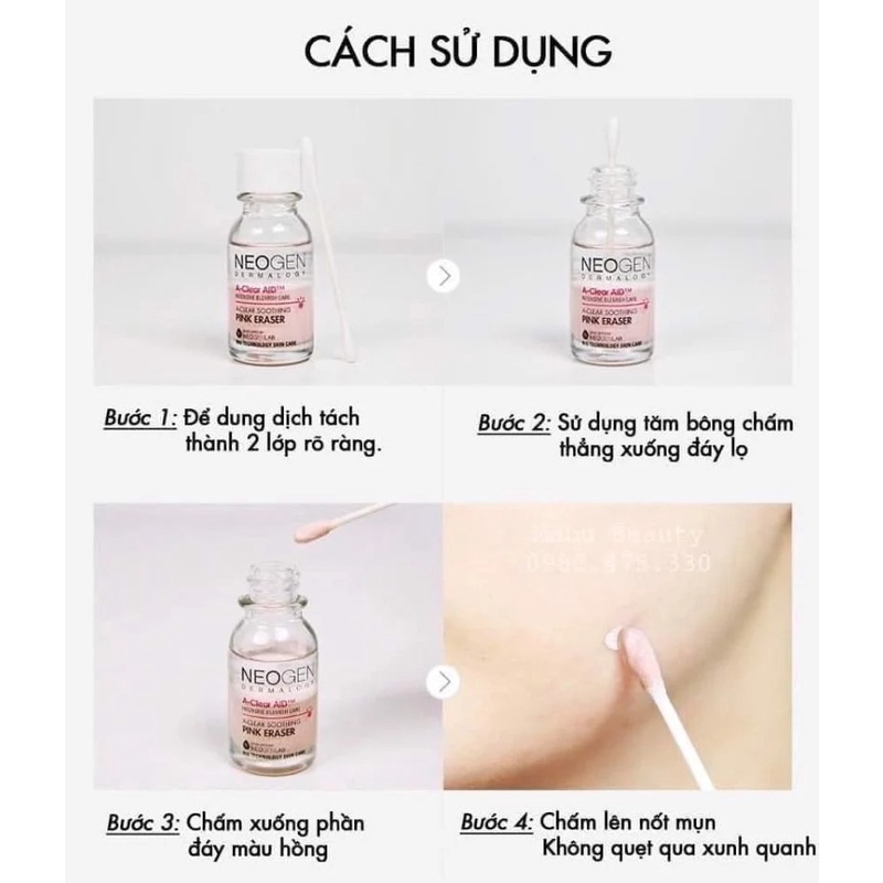 Chấm Mụn Neogen A-clear Soothing Pink Eraser 15ml Xẹp Mụn Giảm Xưng Đỏ Không Gây Kích Ứng 15ml