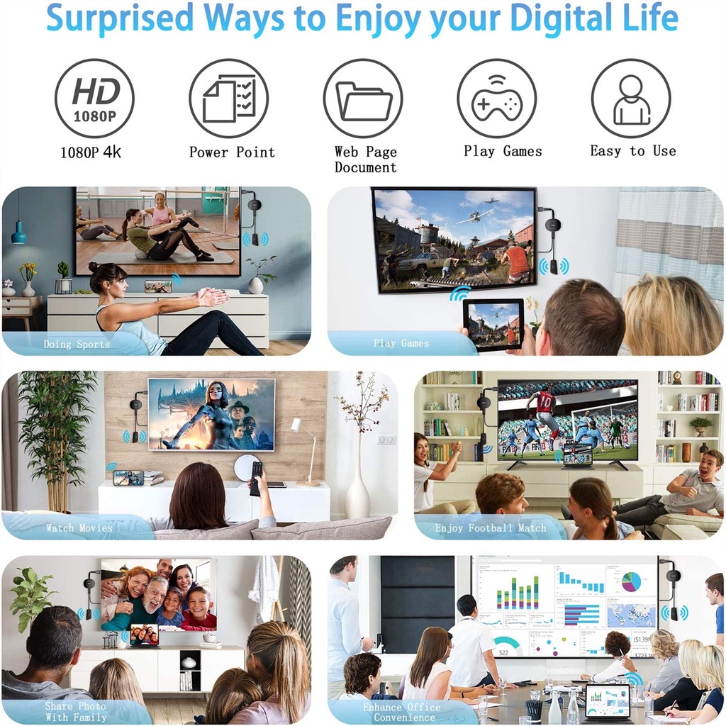 Thiết Bị Kết Nối HDMI Không Dây 2.4G 1080P Và 4K  WiFi Cho i-OS Android Laptop Và Phụ Kiện